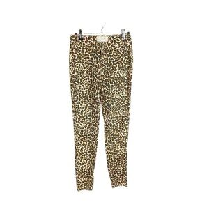 Free People Skinny Jeans Womens 25 Belle Leopard Animal Print Mob Wife Retro